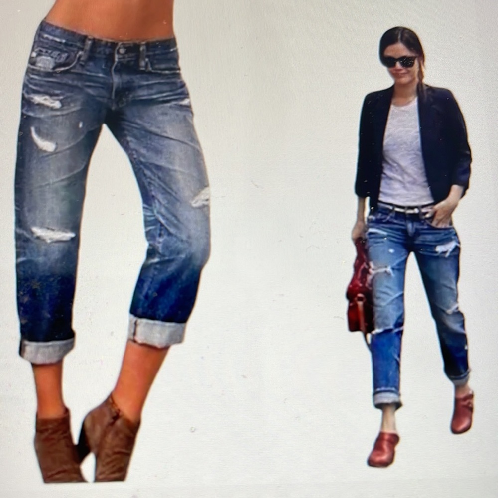 AG 17 YR-DAMAGED EX-BOYFRIEND CROPPED RIPPED JEANS